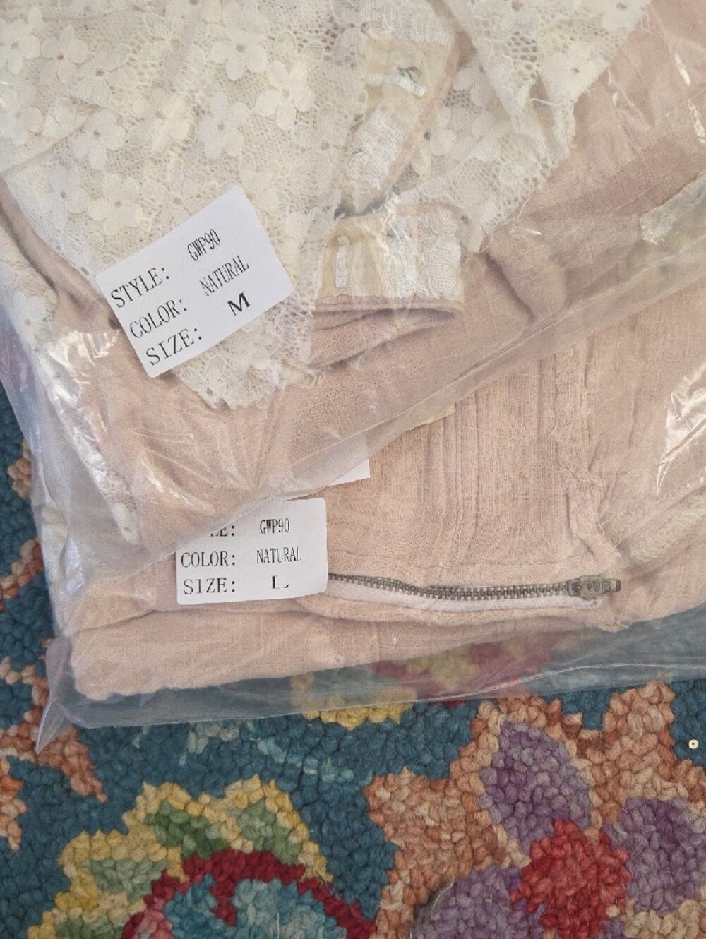 POL Beige Patchwork Wide-Leg Overalls NWOT - Picture 5 of 5